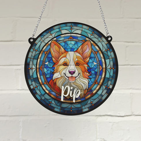 Corgi Personalised Stained Glass Effect Suncatcher